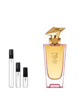 Bujairami Only Ever sample – decant naast de volle fles ter herkenning